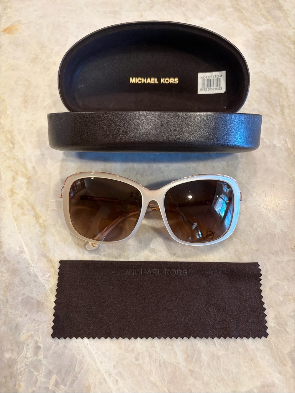 Michael Kors Beige Frame Sunglasses with Brown Lenses